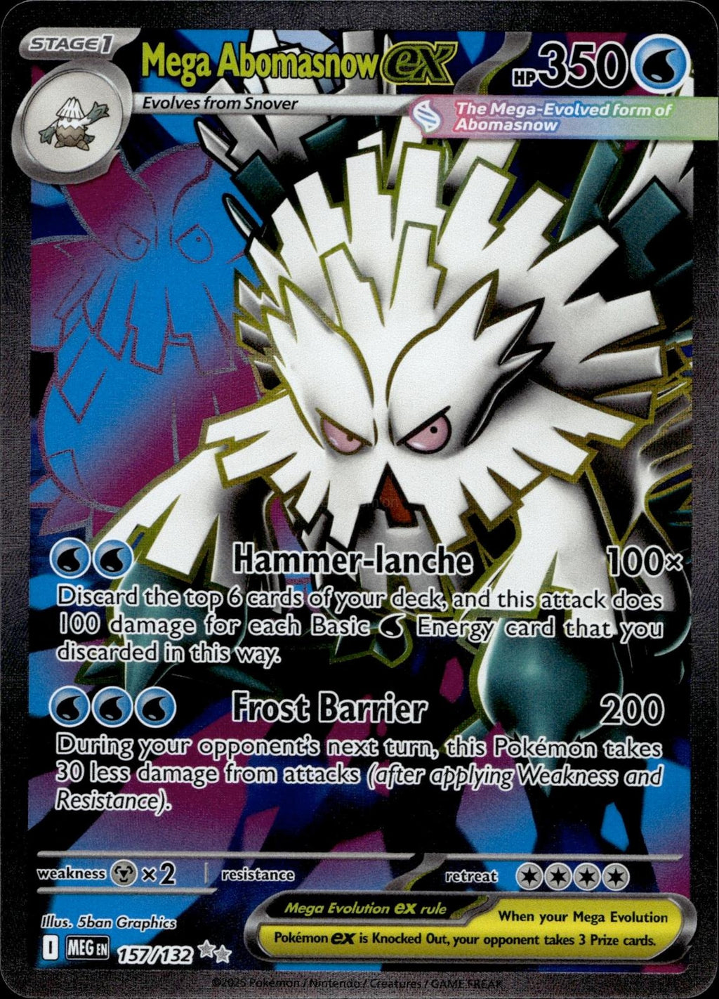 Mega Abomasnow ex 157/132 NM/M Ultra Rare Mega Evolution Pokemon Holo