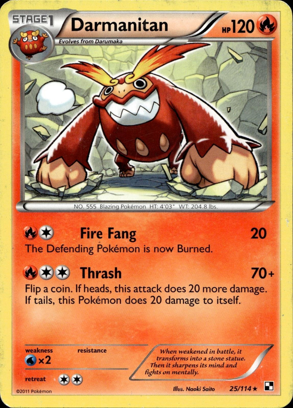 Darmanitan 25/114 HP Rare Black & White Pokemon