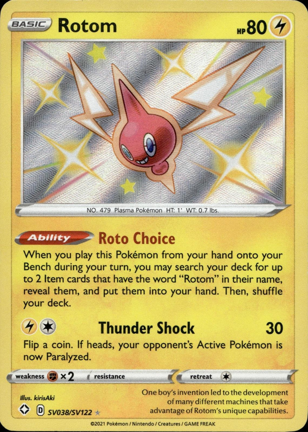Rotom SV038/SV122 NM/M Shiny Rare Shining Fates Shiny Vault Pokemon Holo