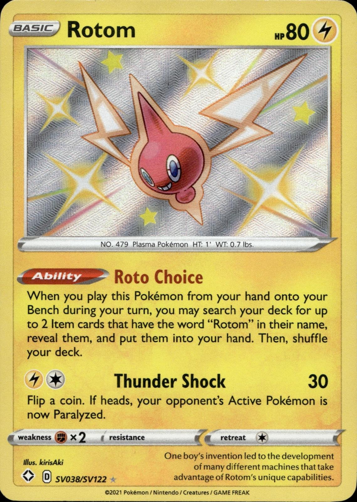 Rotom SV038/SV122 NM/M Shiny Rare Shining Fates Shiny Vault Pokemon Holo