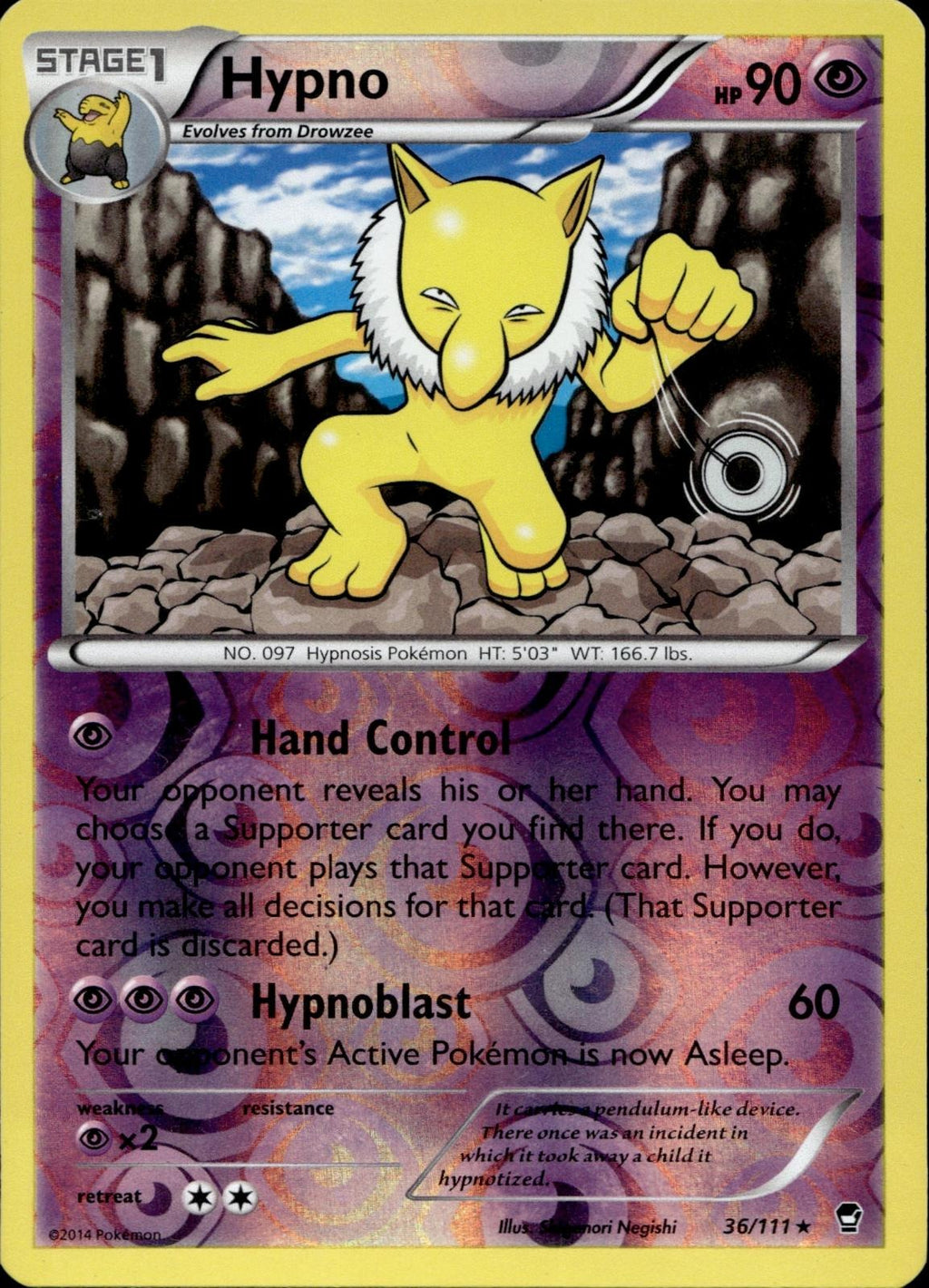 Hypno 36/111 NM/M Rare Furious Fists Pokemon Reverse Holo