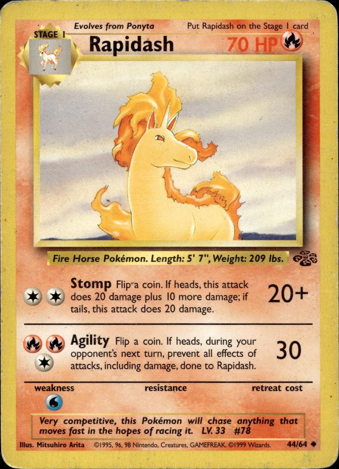 Rapidash 44/64 HP Uncommon Jungle Pokemon Unlimited