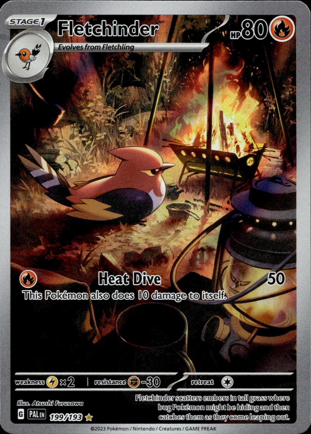 Fletchinder 199/193 NM/M Illustration Rare Paldea Evolved Pokemon Holo
