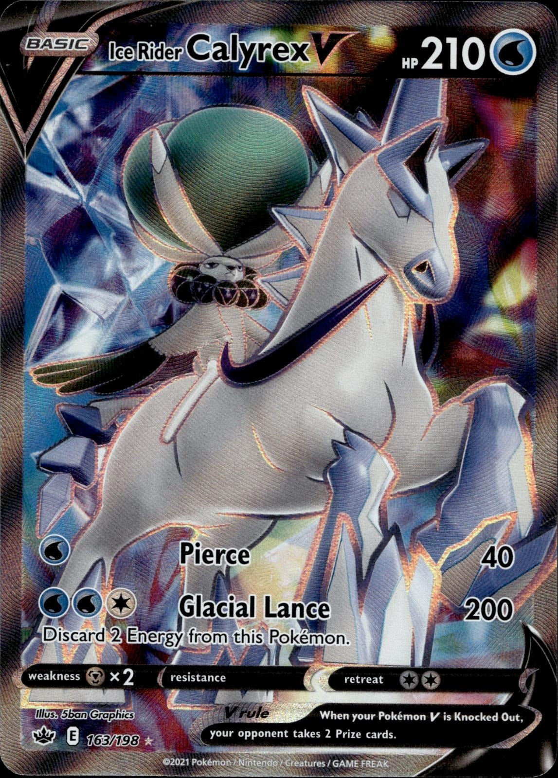 Ice Rider Calyrex V 163/198 NM/M Ultra Rare Chilling Reign Pokemon Holo