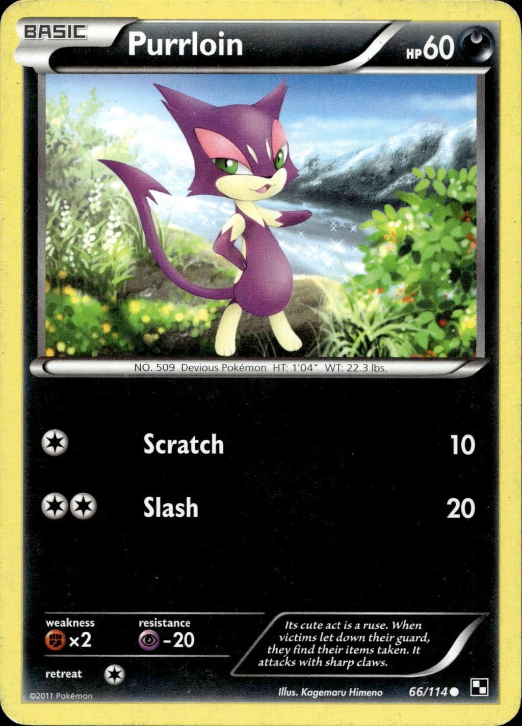 Purrloin 66/114 HP Common Black & White Pokemon