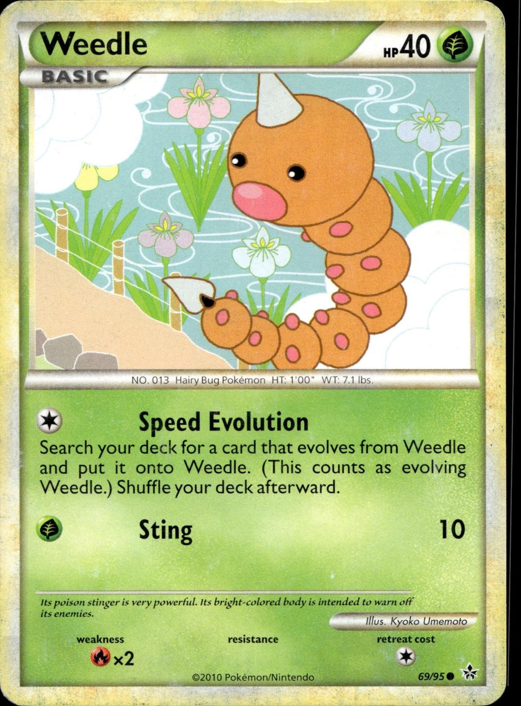 Weedle 69/95 HP Common HGSS Unleashed Pokemon