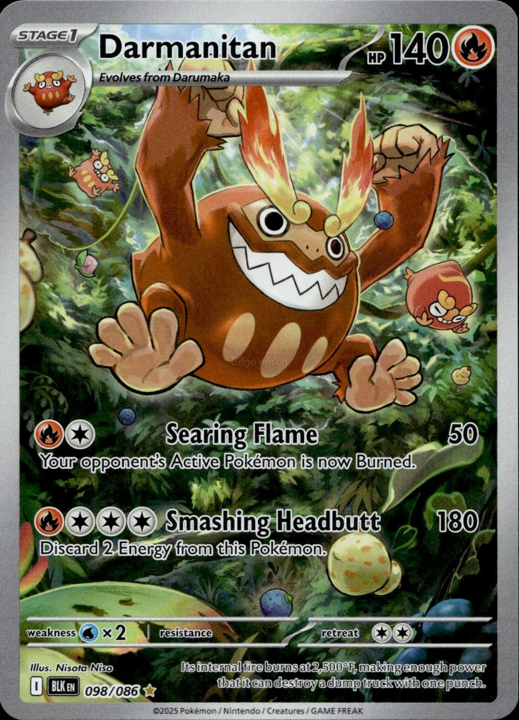 Darmanitan 098/086 NM/M Illustration Rare Black Bolt Pokemon Holo