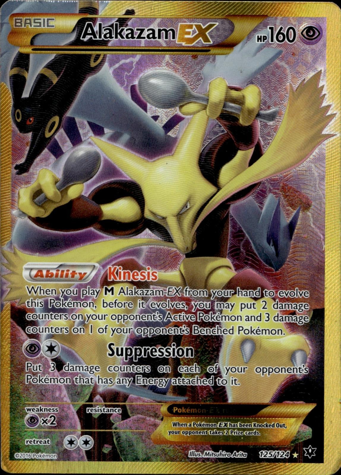 Alakazam EX 125/124 MP Secret Rare Fates Collide Pokemon Holo