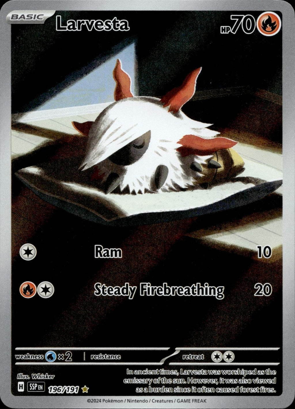 Larvesta 196/191 NM/M Illustration Rare Surging Sparks Pokemon Holo