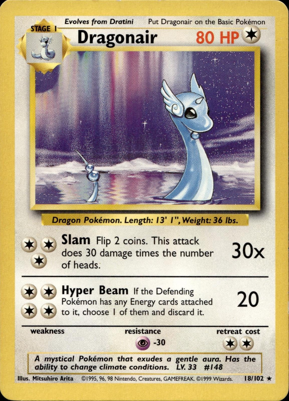 Dragonair 18/102 LP Rare Base Set Unlimited Pokemon