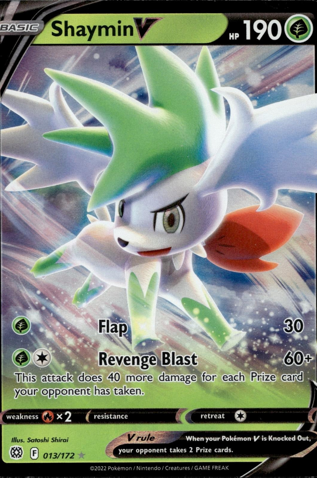 Shaymin V 013/172 NM/M V Rare Brilliant Stars Pokemon Holo