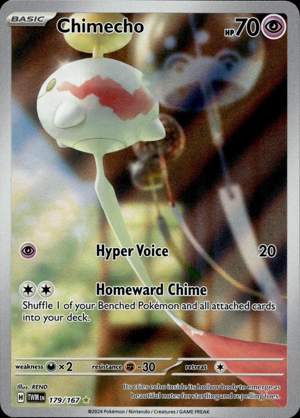 Chimecho 179/167 NM/M Illustration Rare Twilight Masquerade Pokemon Holo