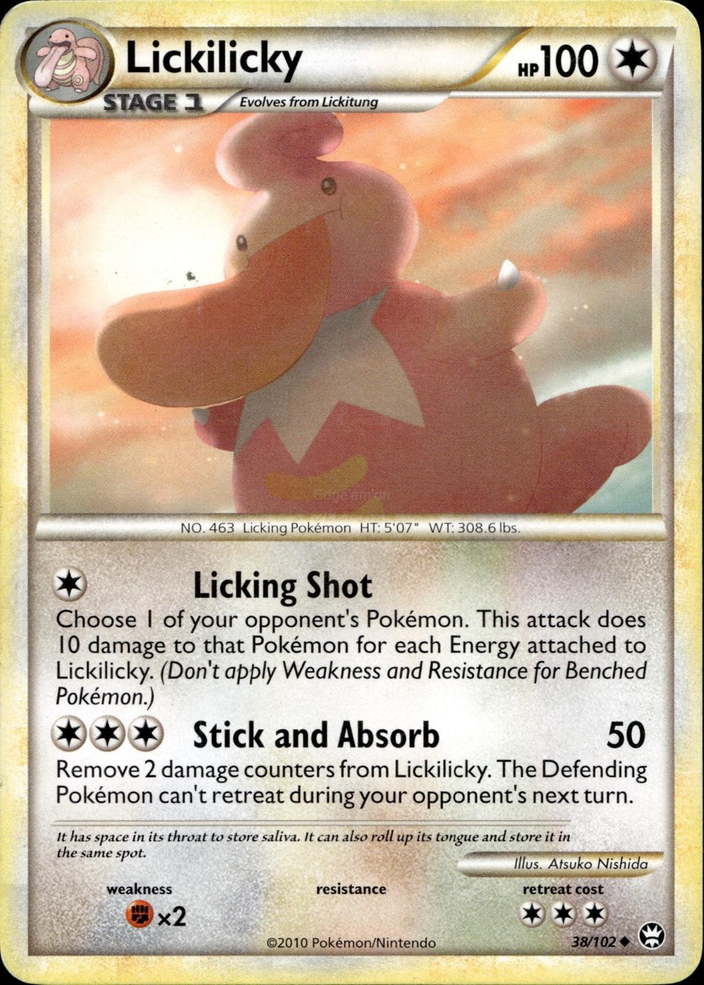 Lickilicky 38/102 HP Uncommon HGSS Triumphant Pokemon