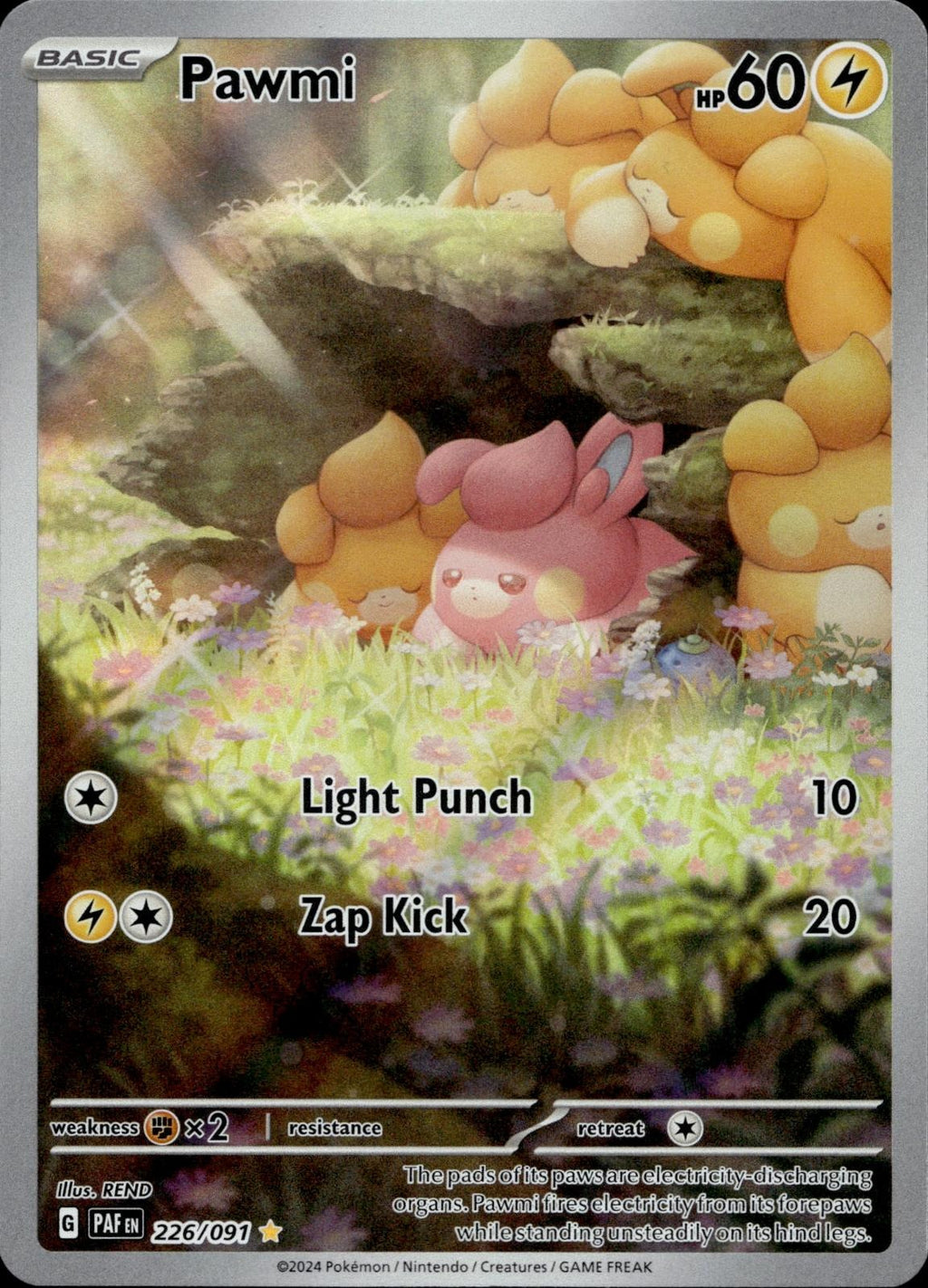 Pawmi 226/091 NM/M Illustration Rare Paldean Fates Pokemon Holo