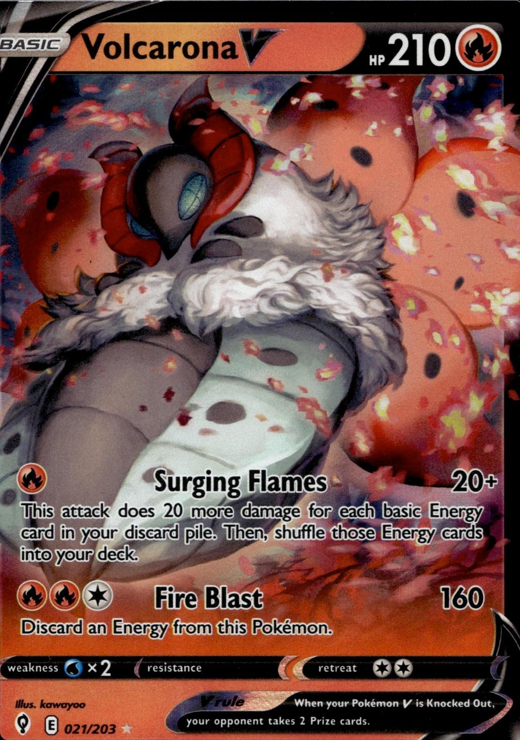 Volcarona V 021/203 NM/M V Rare Evolving Skies Pokemon Holo