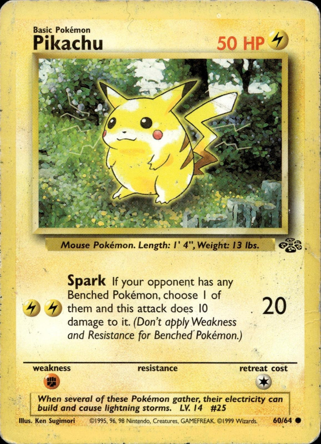Pikachu 60/64 HP Common Jungle Pokemon Unlimited