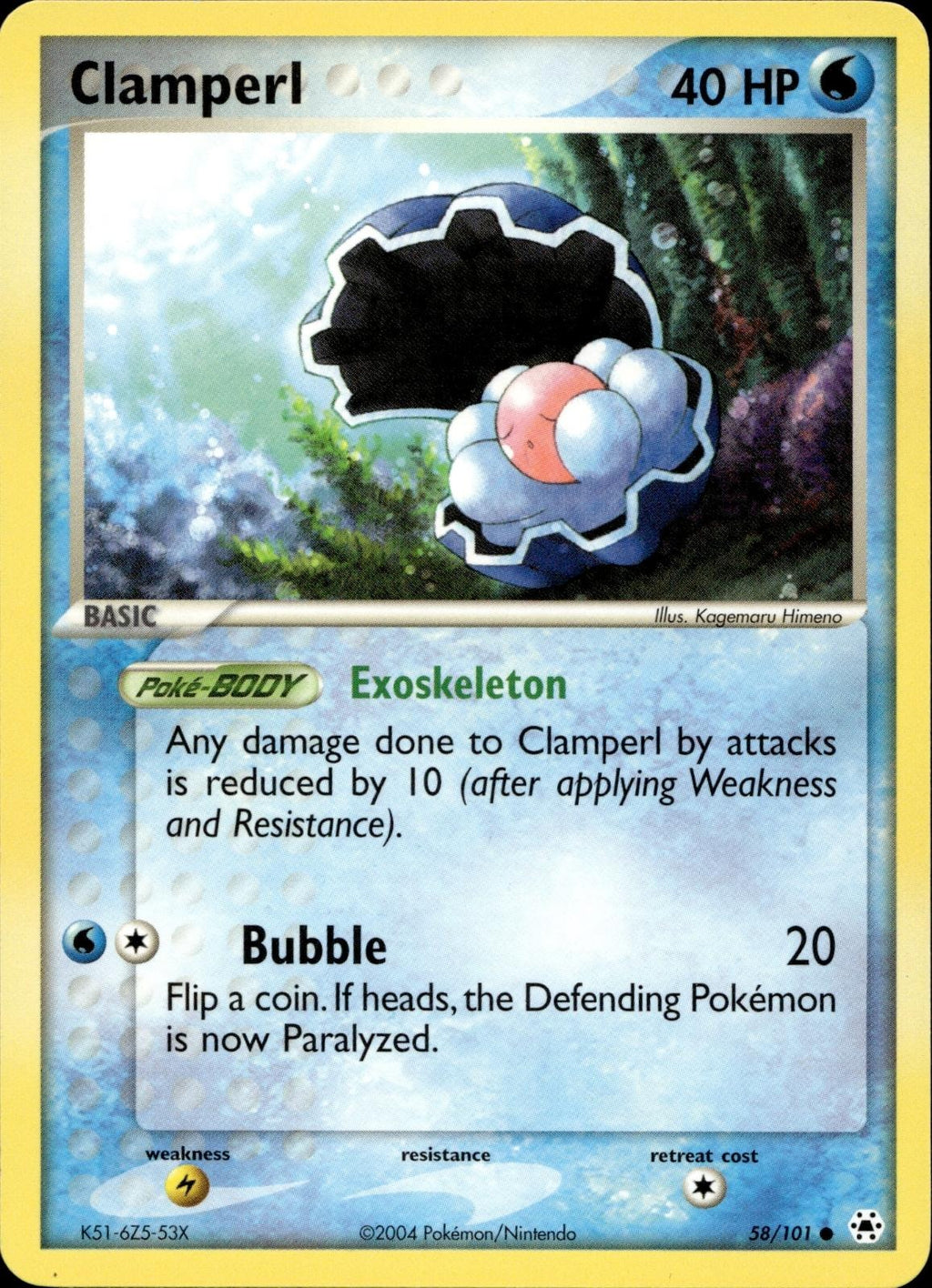 Clamperl 58/101 LP Common Hidden Legends Pokemon