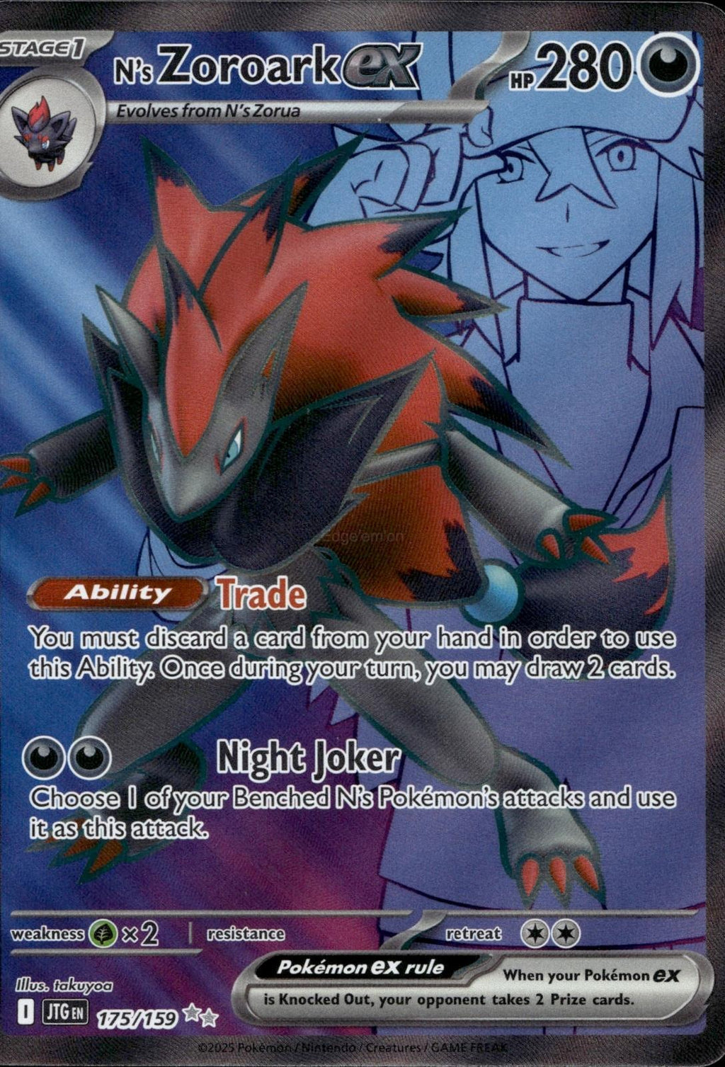 N's Zoroark ex 175/159 NM/M Ultra Rare Journey Together Pokemon Holo