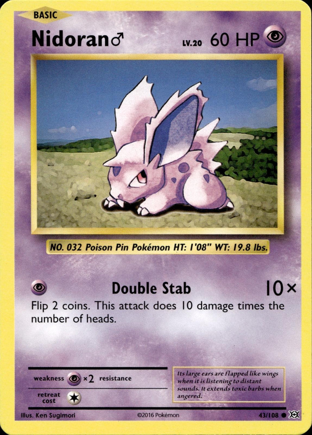 Nidoran M 43/108 MP Common Evolutions Pokemon