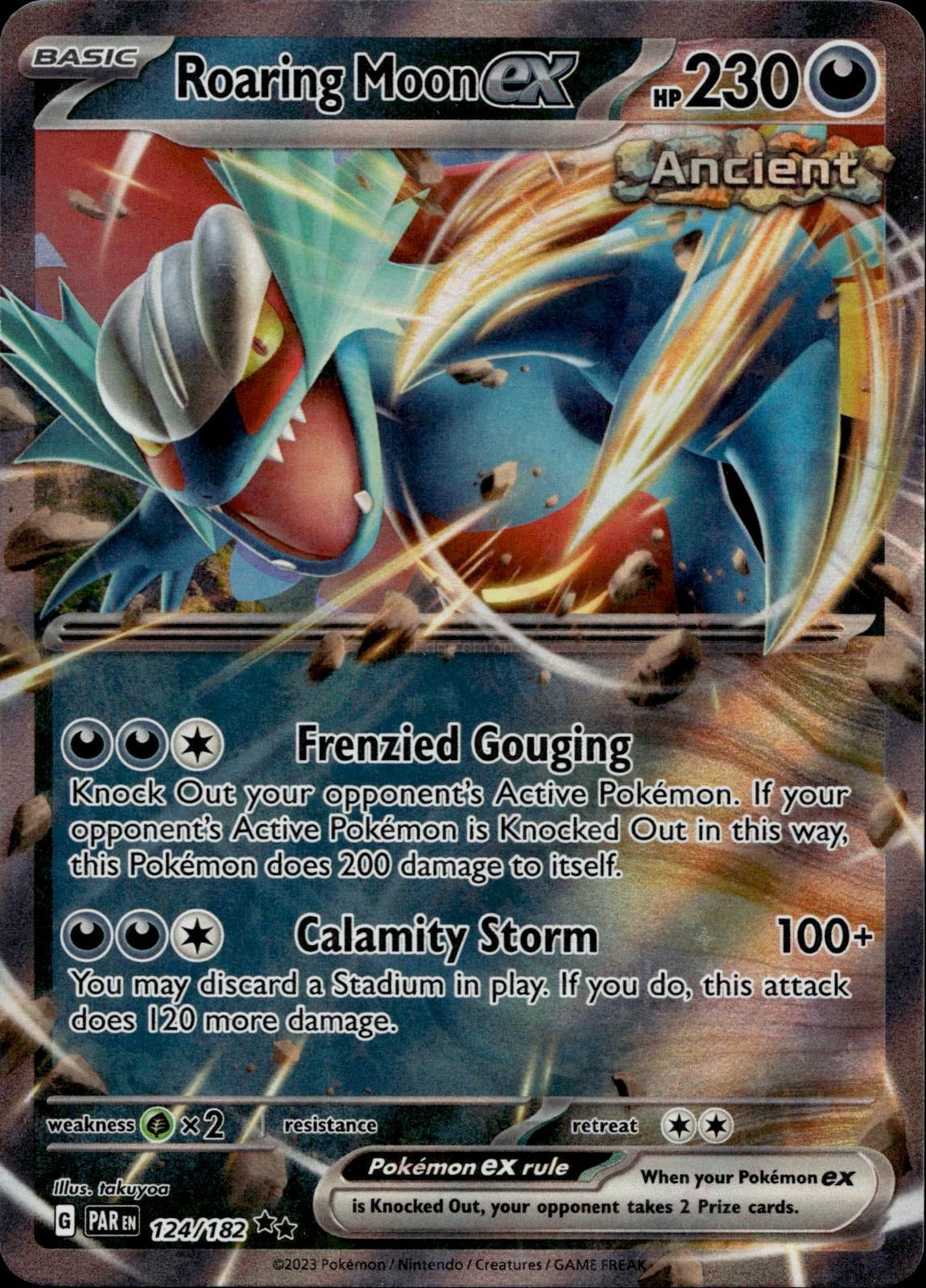 Roaring Moon ex 124/182 NM/M Double Rare Paradox Rift Pokemon Holo