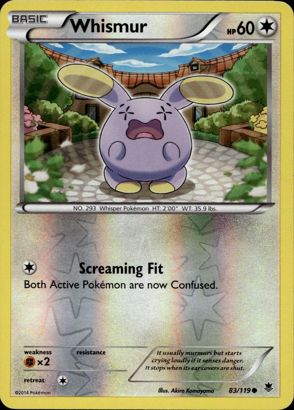 Whismur 83/119 MP Common Phantom Forces Pokemon Reverse Holo