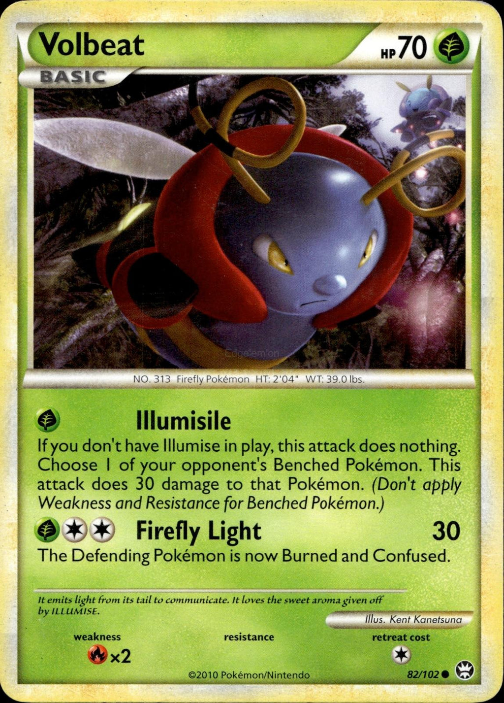 Volbeat 82/102 HP Common HGSS Triumphant Pokemon