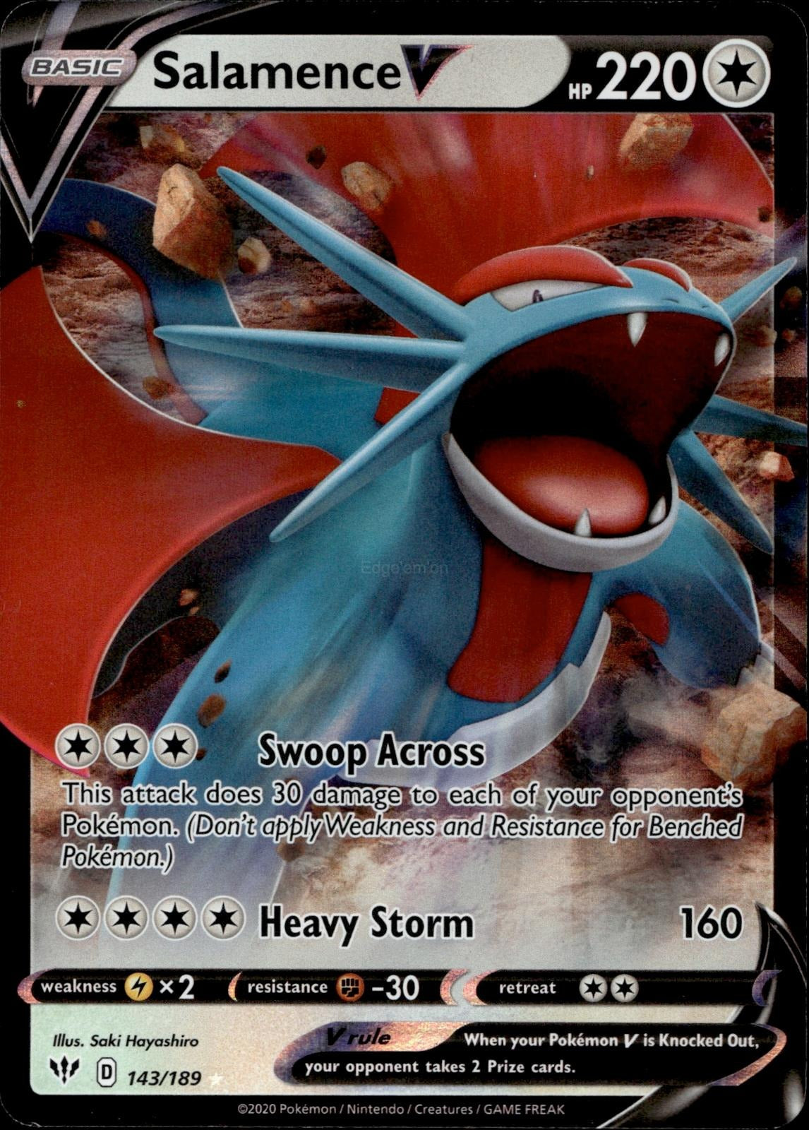 Salamence V 143/189 NM/M V Rare Darkness Ablaze Pokemon Holo